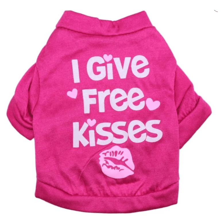 AE dog apparel Pink / XS I Give Free Kisses Dog Tee in Pink or Blue