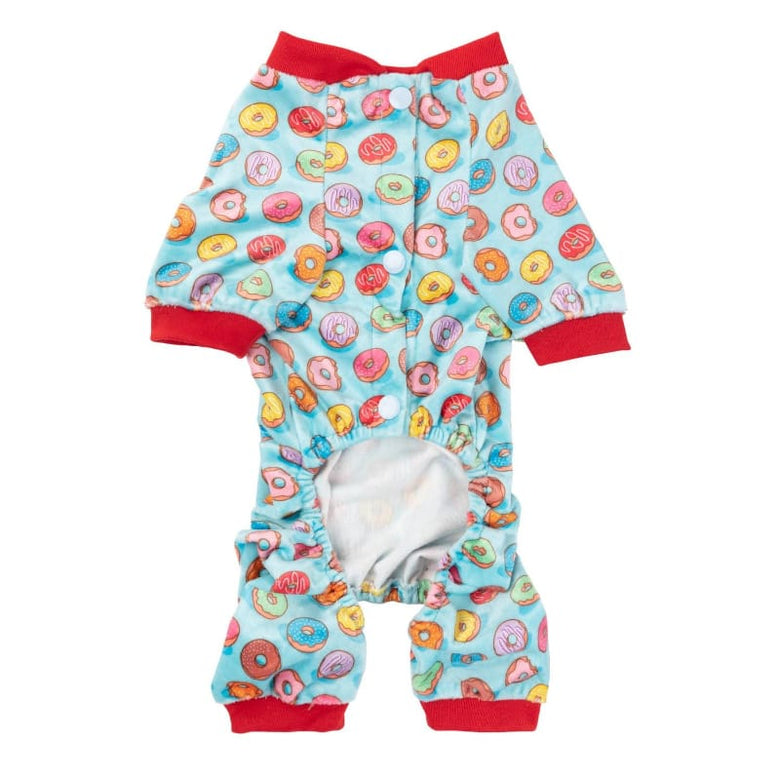FuzzYard Dog Apparel You Drive Me Glazy Donuts Soft Plush Blue Dog Pajamas