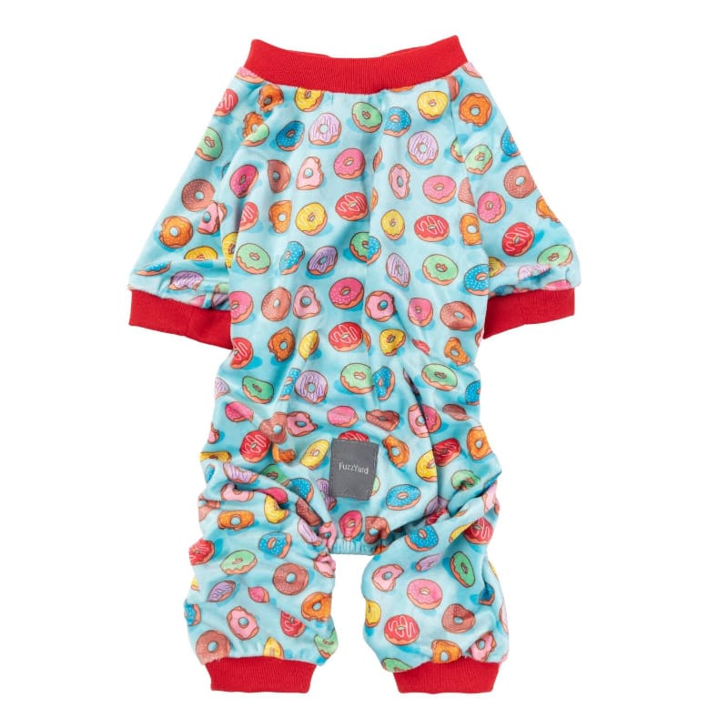FuzzYard Dog Apparel Sz 4 You Drive Me Glazy Donuts Soft Plush Blue Dog Pajamas