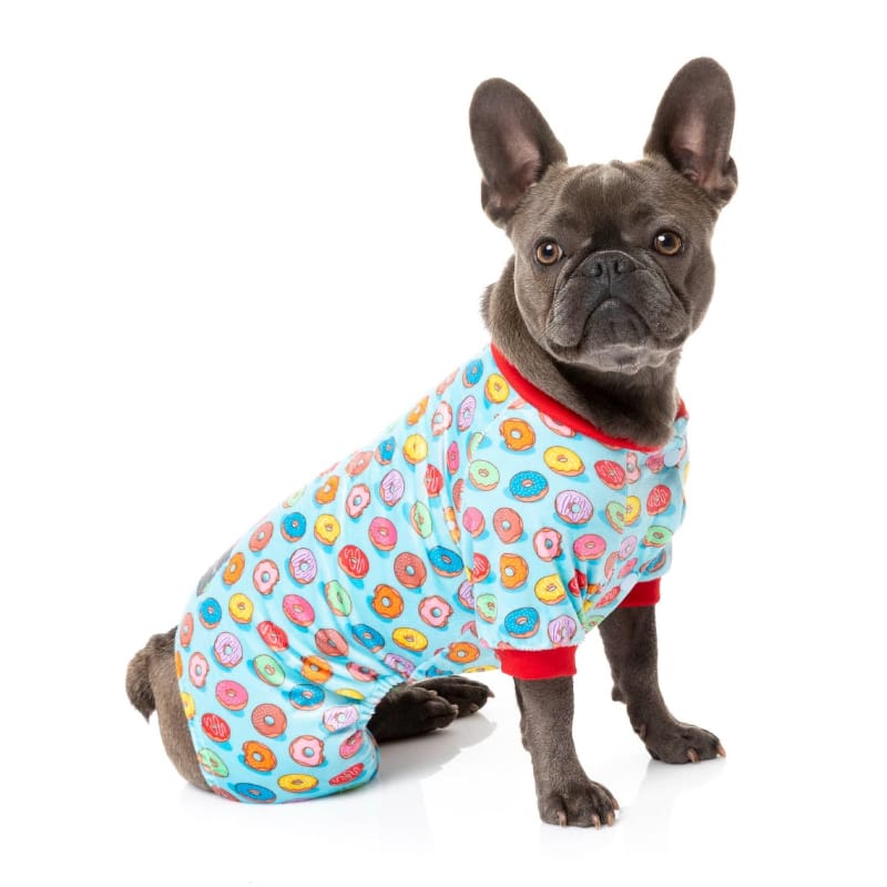 FuzzYard Dog Apparel You Drive Me Glazy Donuts Soft Plush Blue Dog Pajamas