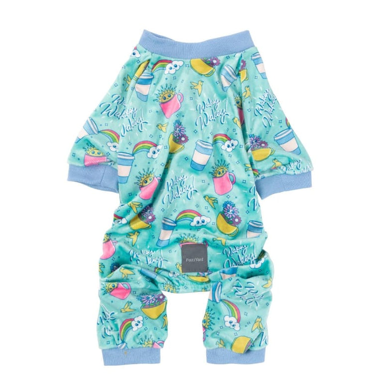 FuzzYard Dog Apparel Sz 4 Wakey Wakey Soft Plush Blue Dog Pajamas