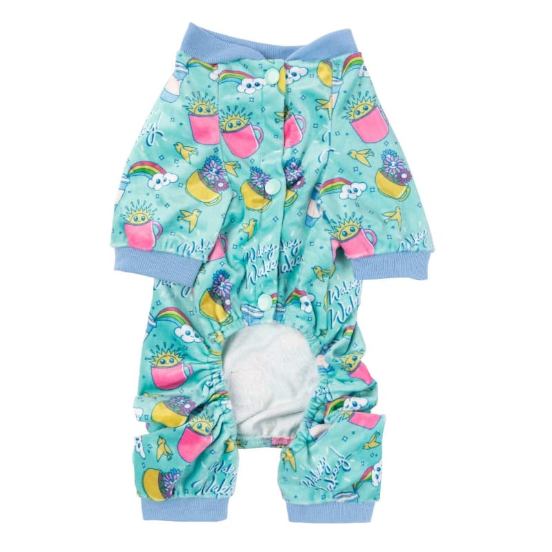 FuzzYard Dog Apparel Wakey Wakey Soft Plush Blue Dog Pajamas