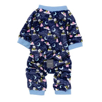 FuzzYard Dog Apparel Sz 4 Off To The Moon Plush Navy Blue Dog Pajamas