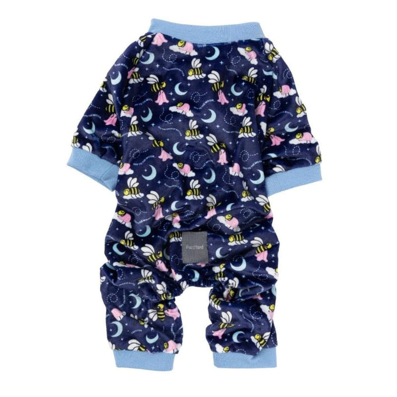 FuzzYard Dog Apparel Sz 4 Off To The Moon Plush Navy Blue Dog Pajamas