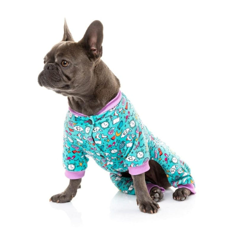 FuzzYard Dog Apparel Sweet Dreams Soft Plush Green Dog Pajamas
