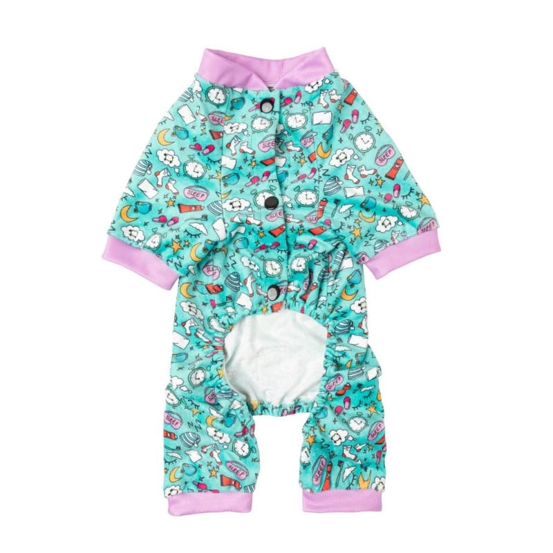 FuzzYard Dog Apparel Sweet Dreams Soft Plush Green Dog Pajamas