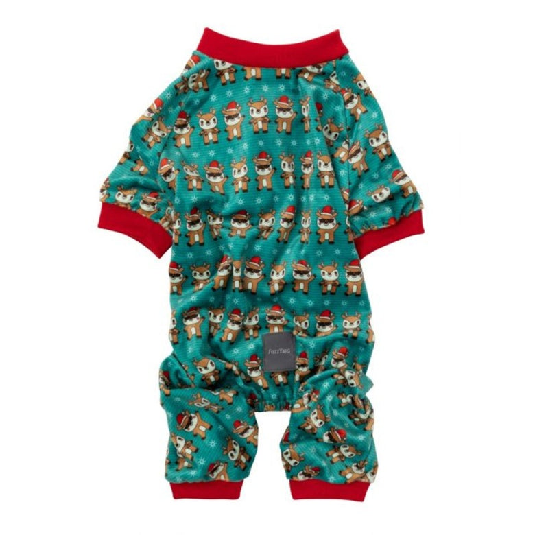 Christmas Disco Deers Green Holiday Dog Pajamas