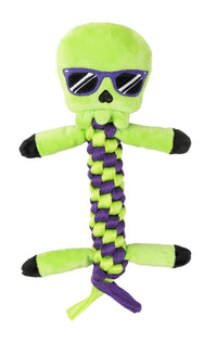 Bone Affleck Skeleton Green Rope Plush Squeaky Dog Toy
