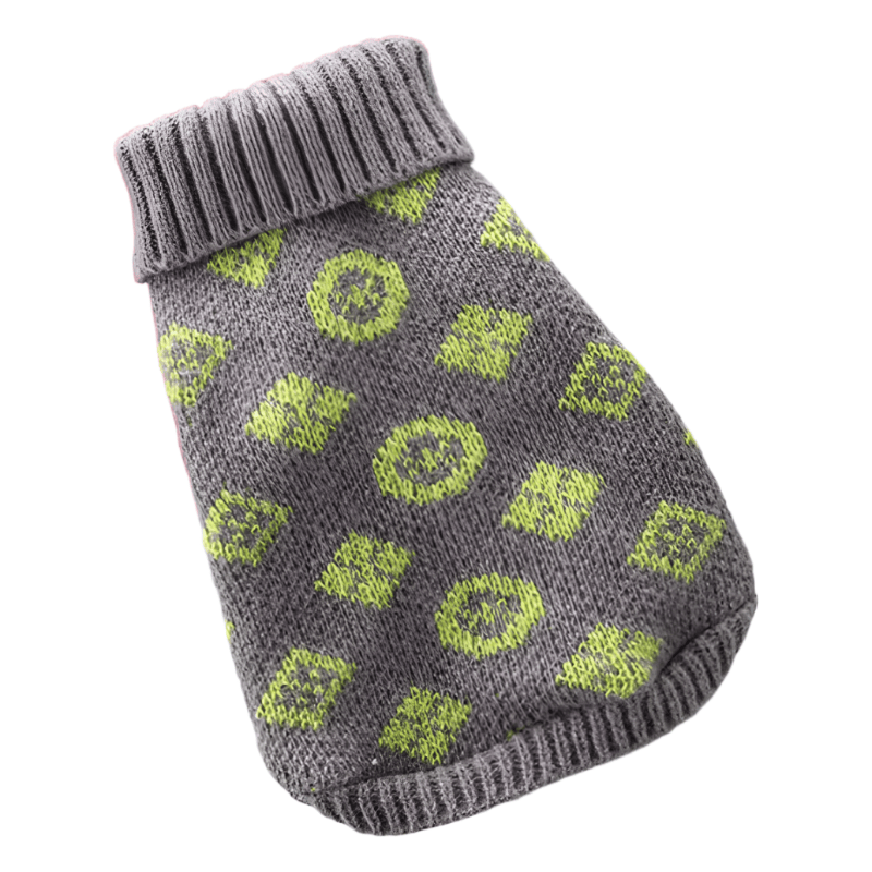 AE-DPSS-2 Sweaters Grey / SM Patterned Turtleneck Dog Sweater - in Brown or Grey
