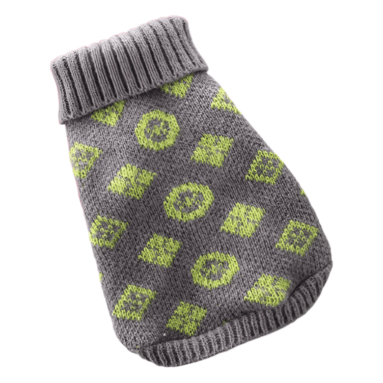 AE-DPSS-2 Sweaters Grey / SM Patterned Turtleneck Dog Sweater - in Brown or Grey