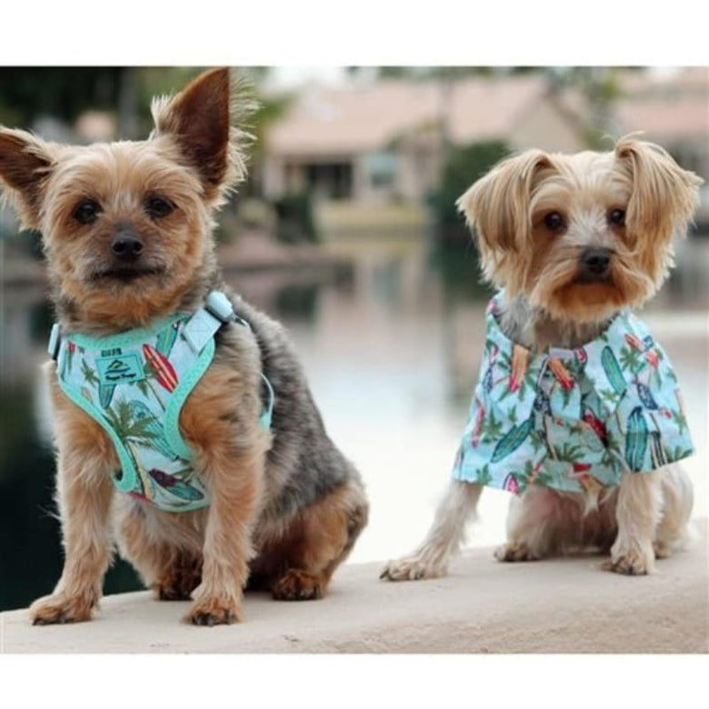 Doggie Design, Inc. Collared Shirts Hawaiian Surfboard & Palms Camp Dog Shirt
