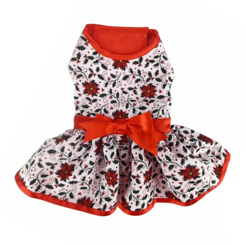 Doggie Design, Inc. Dresses XS Holiday Holly Dog Harness Dress with Matching Leash
