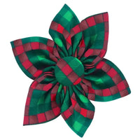 Huxley & Kent Bow Tie Scottish Check Holiday Colors Pinwheel Flower Pet Collar Attachment - Sm