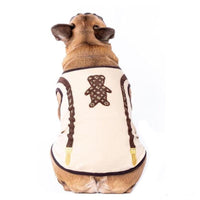Aventura Pups Tee's XS Chewy Embroidered Suspenders Bear Pet Tee - Brown