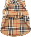 The Worthy Dog Dresses Tan Plaid with Black Bow Dog Dress
