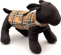The Worthy Dog Dresses Tan Plaid with Black Bow Dog Dress