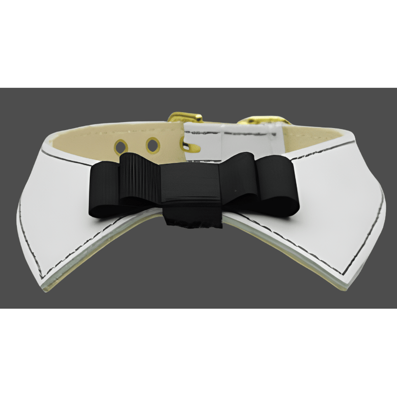 Mirage Pet Products Collars Wht / 10" Johnny Patent Bow Dog Collar - 2 Colors