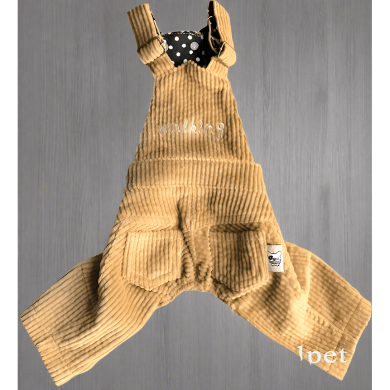 AE dog apparel Khaki / XL Vintage Corduroy Pet Overalls - 2 Colors