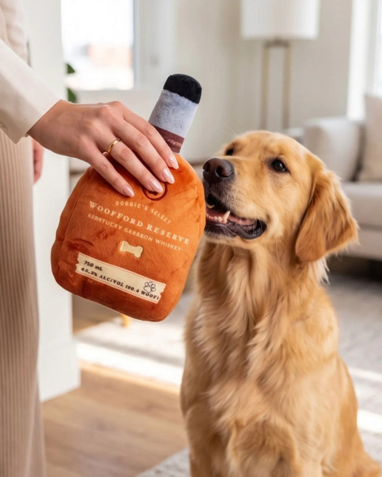 Woofford Reserve Grrrbon Bottle Plush Squeaky Dog Toy