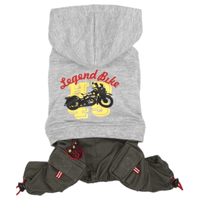 Parisian Pet Dog Apparel Grey / SM Legend Bike Dog Jumpsuit - Grey or Yellow - Only Available in Sizes SM and MD