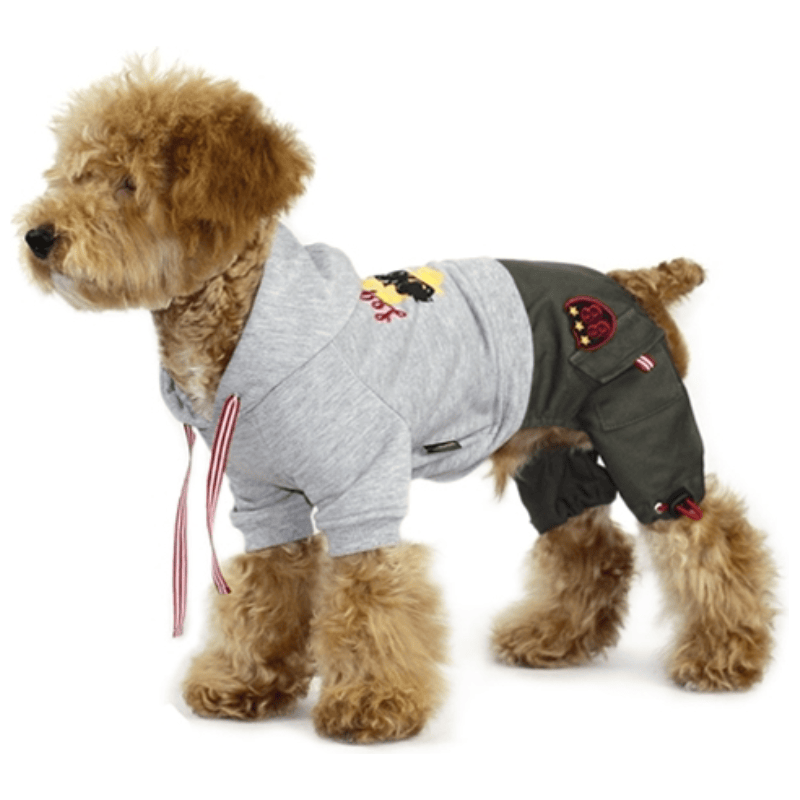 Parisian Pet Dog Apparel Legend Bike Dog Jumpsuit - Grey or Yellow - Only Available in Sizes SM and MD