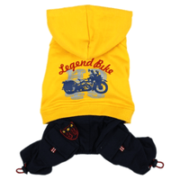 Parisian Pet Dog Apparel Yellow / SM Legend Bike Dog Jumpsuit - Grey or Yellow - Only Available in Sizes SM and MD
