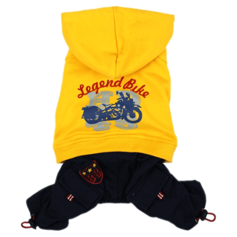 Parisian Pet Dog Apparel Yellow / SM Legend Bike Dog Jumpsuit - Grey or Yellow - Only Available in Sizes SM and MD