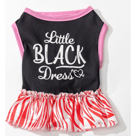 AE dog apparel M Little Black with Red Zebra Dog Dress