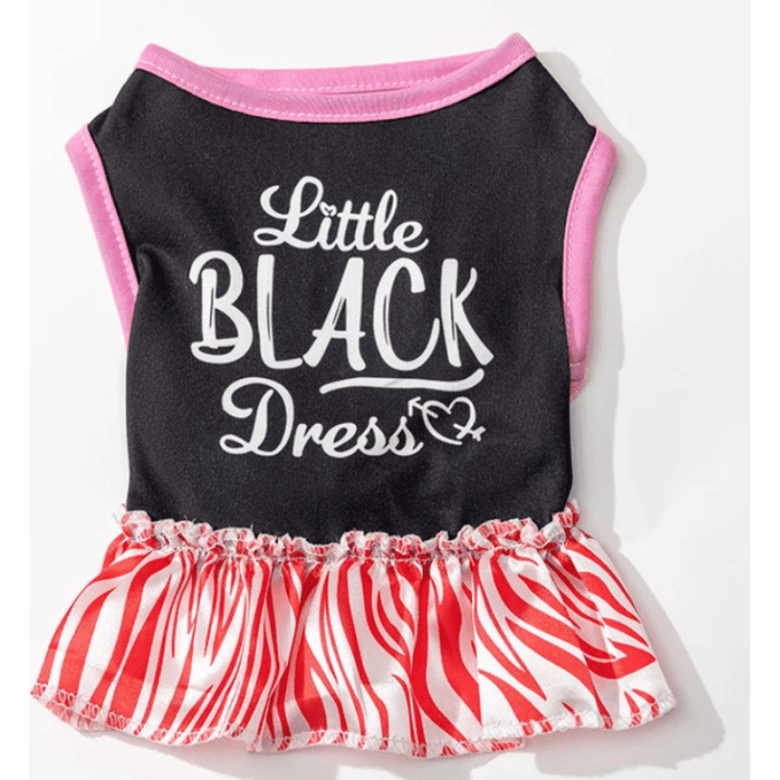 AE dog apparel M Little Black with Red Zebra Dog Dress