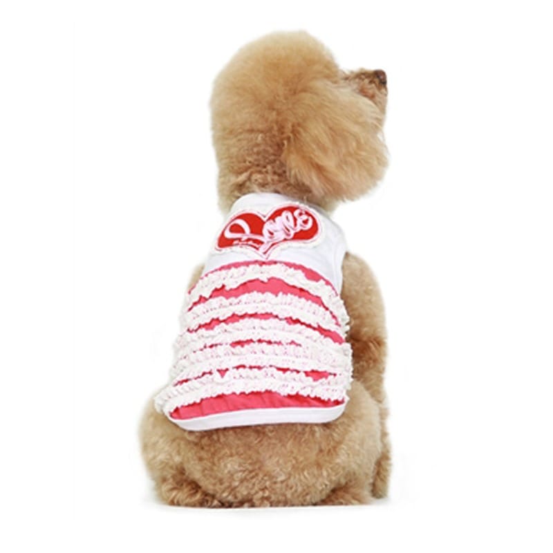 Parisian Pet Dresses Love Heart Lace Ruffles Dog Dress