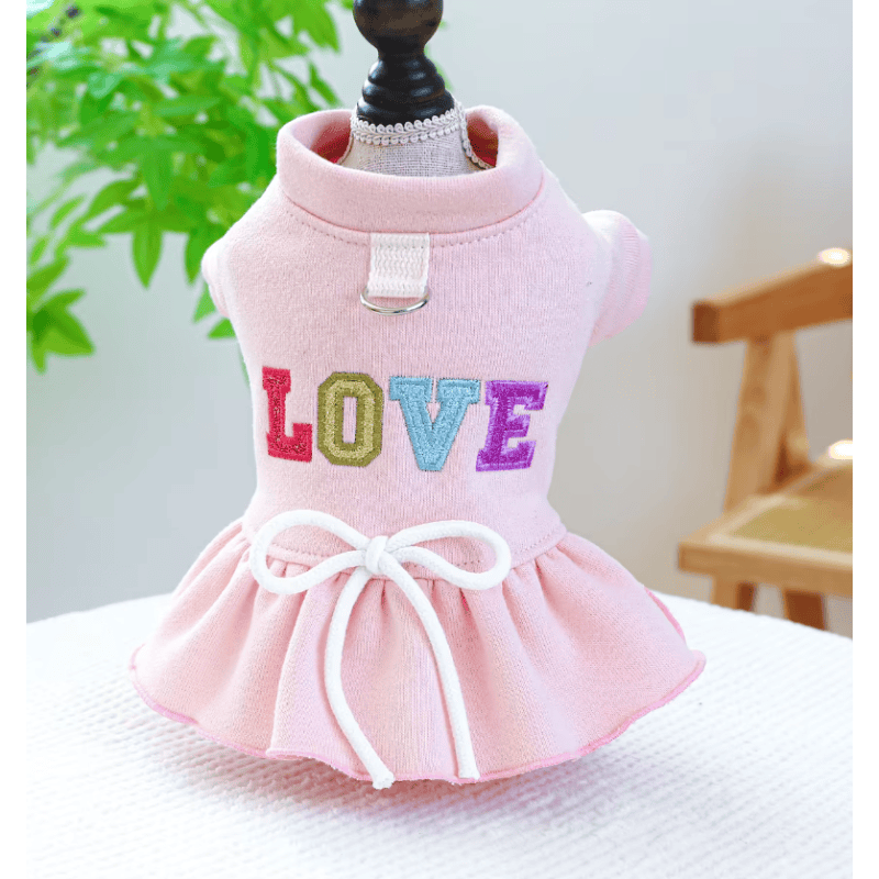 AE dog apparel XS Love Sweater Pink Harness Dog Dress