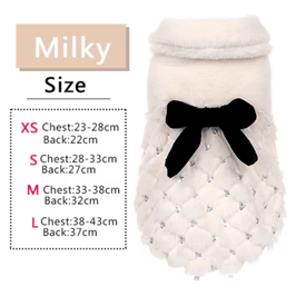 AE Jackets Sequin White Winter Faux Fur with Bow Pet Coat