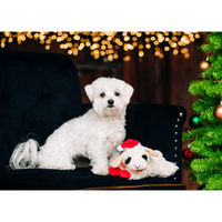 Christmas Holiday Lamb Chop with Santa Hat Plush Squeaky Dog Toy - 6"