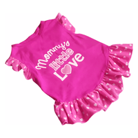 AE dog apparel XS Mommy's Little Love Hot Pink and Polka Dots Ruffled Dog Dress