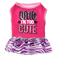 AE dog apparel S O.M.G I'm Too Cute Pink with Purple Zebra Dog Dress
