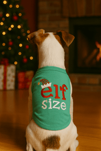 Parisian Pet Tee's Elf Size Green Christmas Holiday Embroidered Dog T Shirt