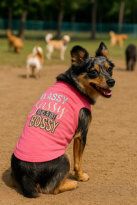 Classy Sassy and a Bit Bossy Pink Embroidered Dog T-Shirt