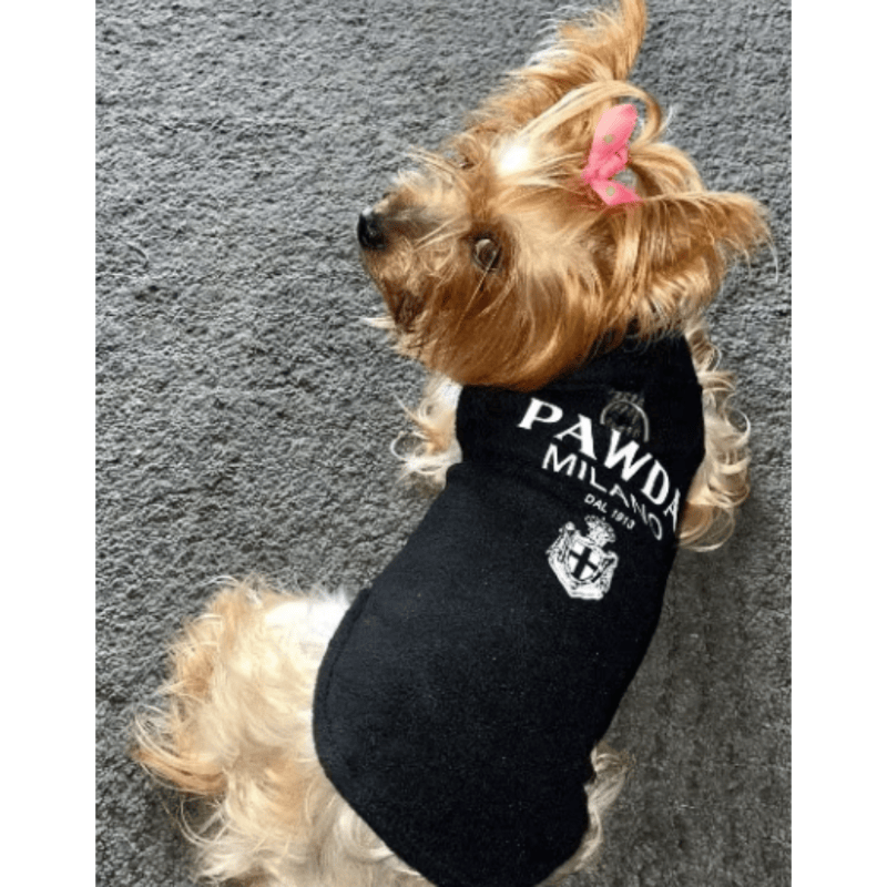 AE - PETCIRCLE dog apparel Pawda Milano Black Fleece Pull Over for Pets