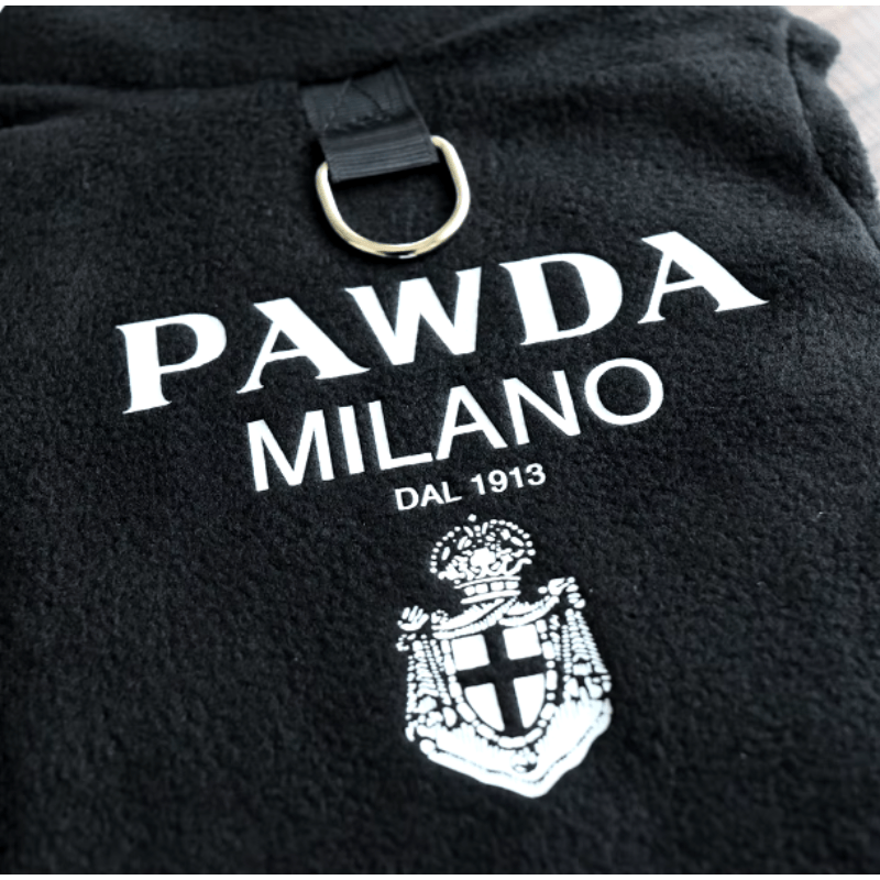 AE - PETCIRCLE dog apparel Pawda Milano Black Fleece Pull Over for Pets