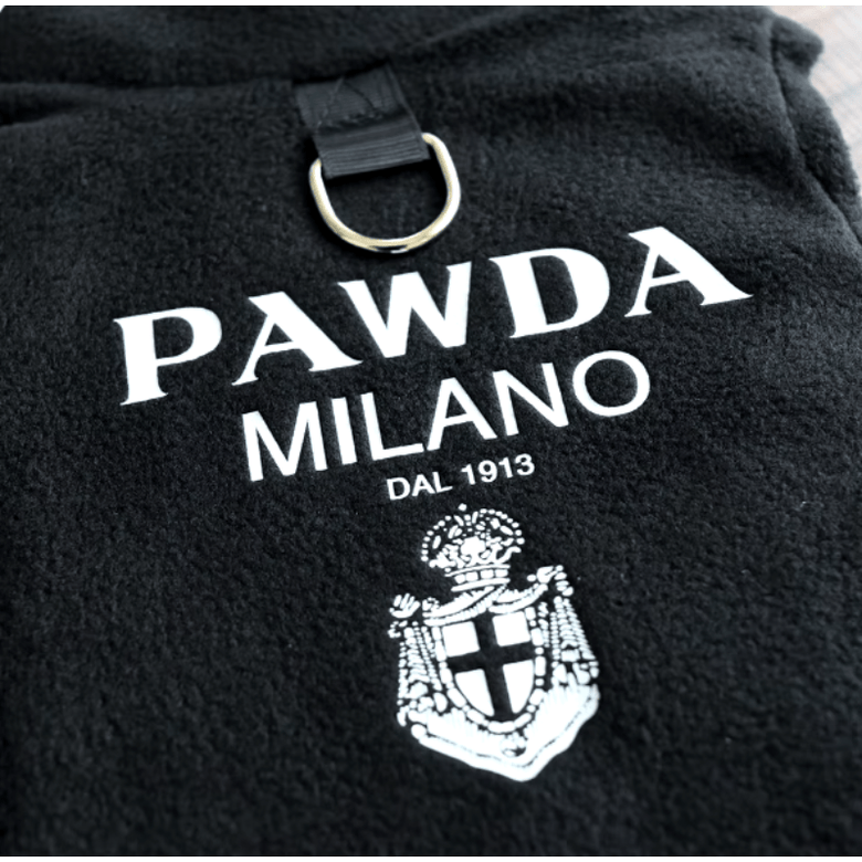 AE - PETCIRCLE dog apparel Pawda Milano Black Fleece Pull Over for Pets