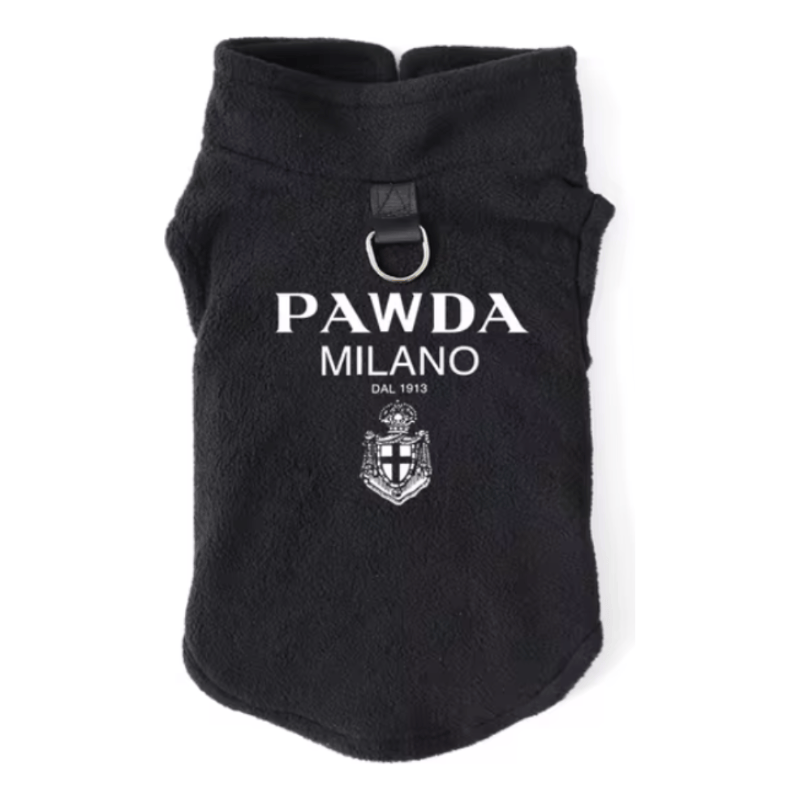 AE - PETCIRCLE dog apparel XS Pawda Milano Black Fleece Pull Over for Pets