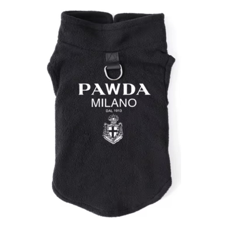 AE - PETCIRCLE dog apparel XS Pawda Milano Black Fleece Pull Over for Pets
