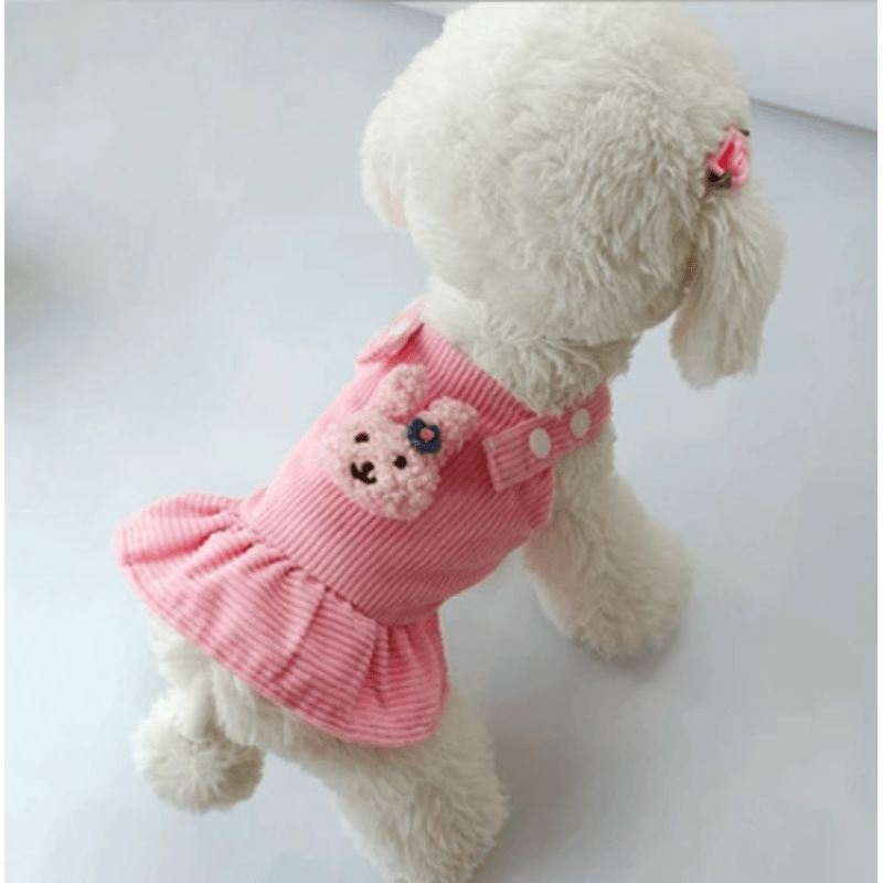 AE dog apparel Corduroy Easter Bunny Spring Dog Dress - Yellow or Pink