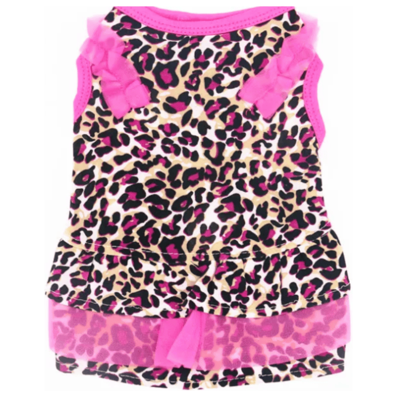AE dog apparel XS Hot Pink Leopard Dog Dress