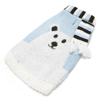 Winter Polar Bear Stripe Scarf Light Blue Warm Dog Sweater - 2XL only
