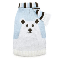 Winter Polar Bear Stripe Scarf Light Blue Warm Dog Sweater - 2XL only