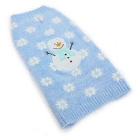 Snowman & Snowflakes Winter Holiday Warm Blue Dog Sweater