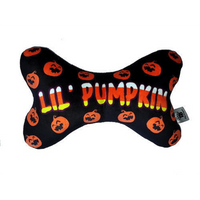 Lil Pumpkin Fall Season Halloween Plush Squeaky Bone Dog Toy - 2 Sizes