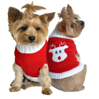 Christmas Combed 100% Cotton Red Rudolph Holiday Warm Dog Sweater