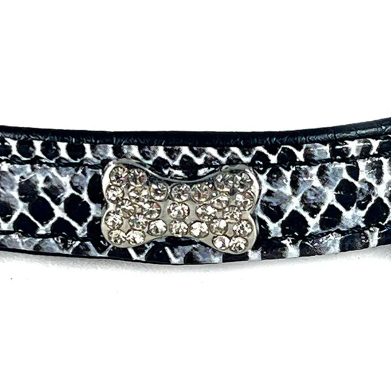 Mirage Pet Products Collars XL Faux Snake Skin Bone Pet Collar